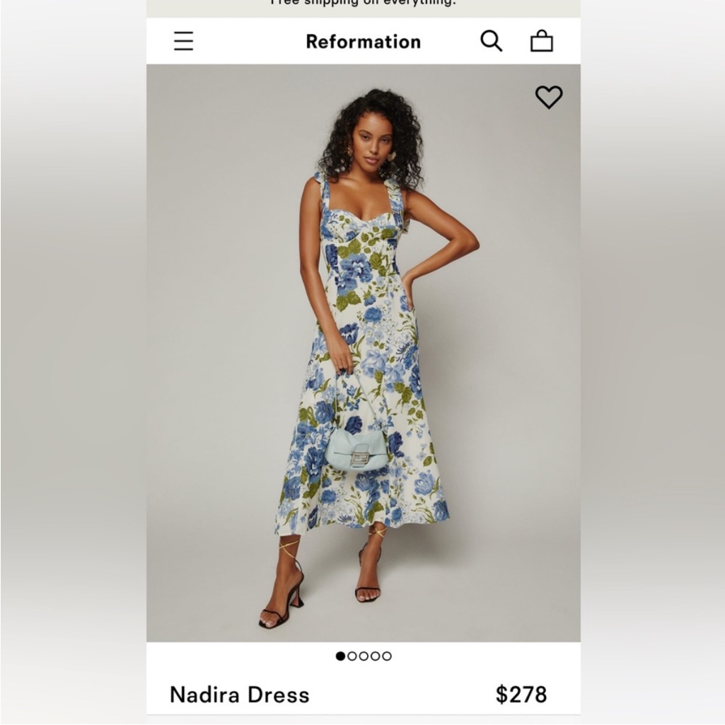 Reformation Nadira Dress - Blue And Green Floral